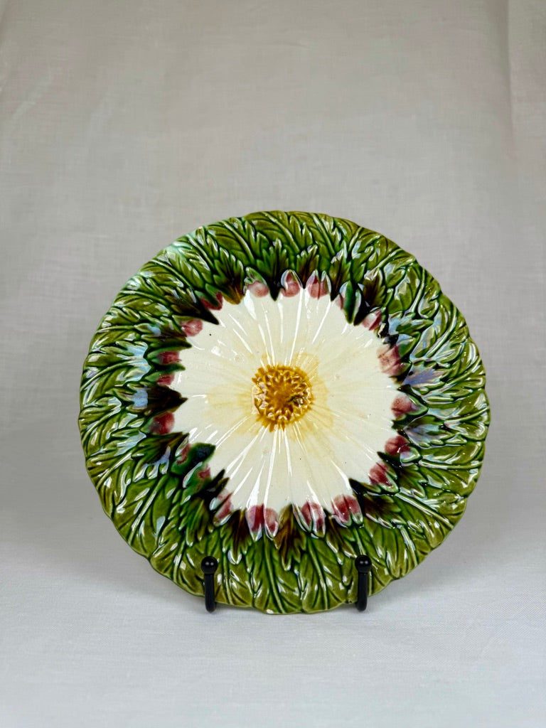 Set of 6 French Barbotine Majolica Plates with Daisy Flower Motif, 1900s