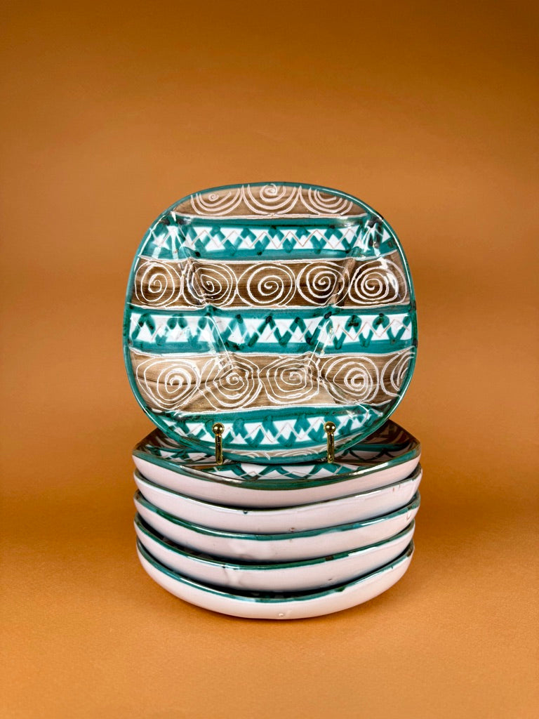 Set of six salad plates, Robert Picault, circa 1950