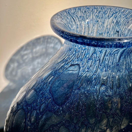 Blue Blown Glass Vase “Efeso” by Ercole Barovier, 1965