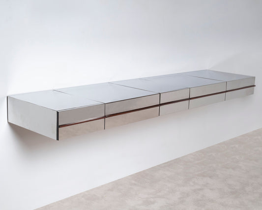 Wall-Mounted Mirror Console, circa 1970s