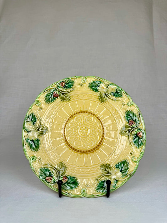 Set of 7 French Barbotine Dessert Plates with Floral and Scroll Motif, 1900s