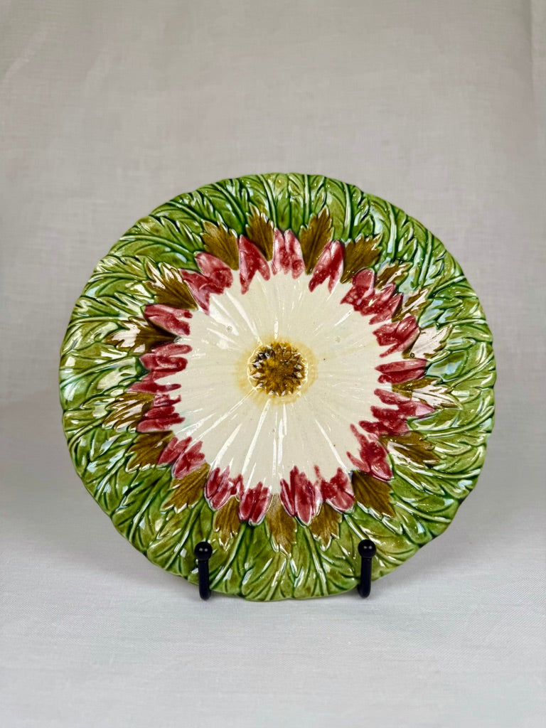 Set of 6 French Barbotine Majolica Plates with Daisy Flower Motif, 1900s