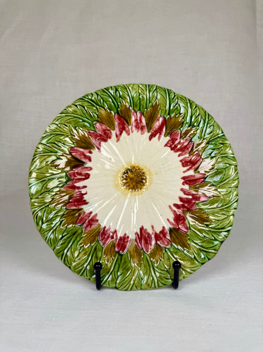 Set of 6 French Barbotine Majolica Plates with Daisy Flower Motif, 1900s