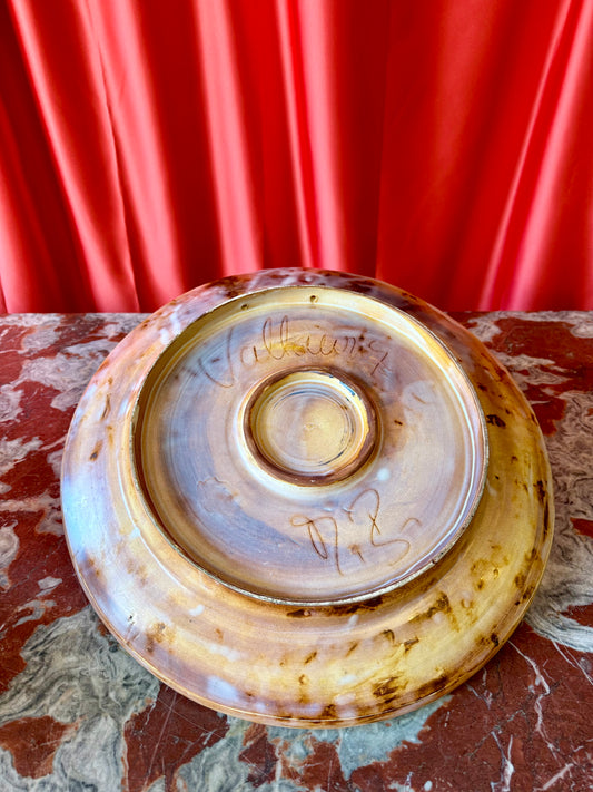 Large Hand-Painted Ceramic Platter by Monique Brunner, circa 1950s