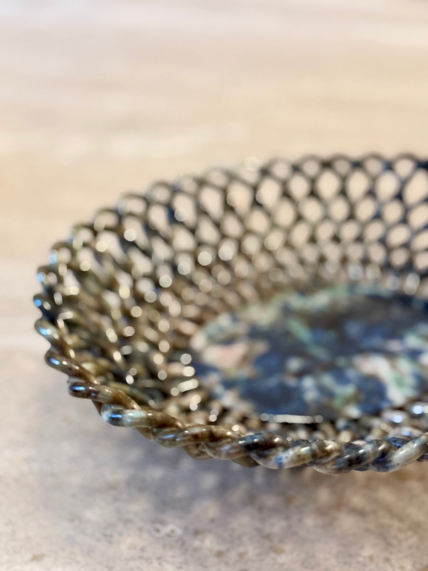 Small Woven Ceramic Basket