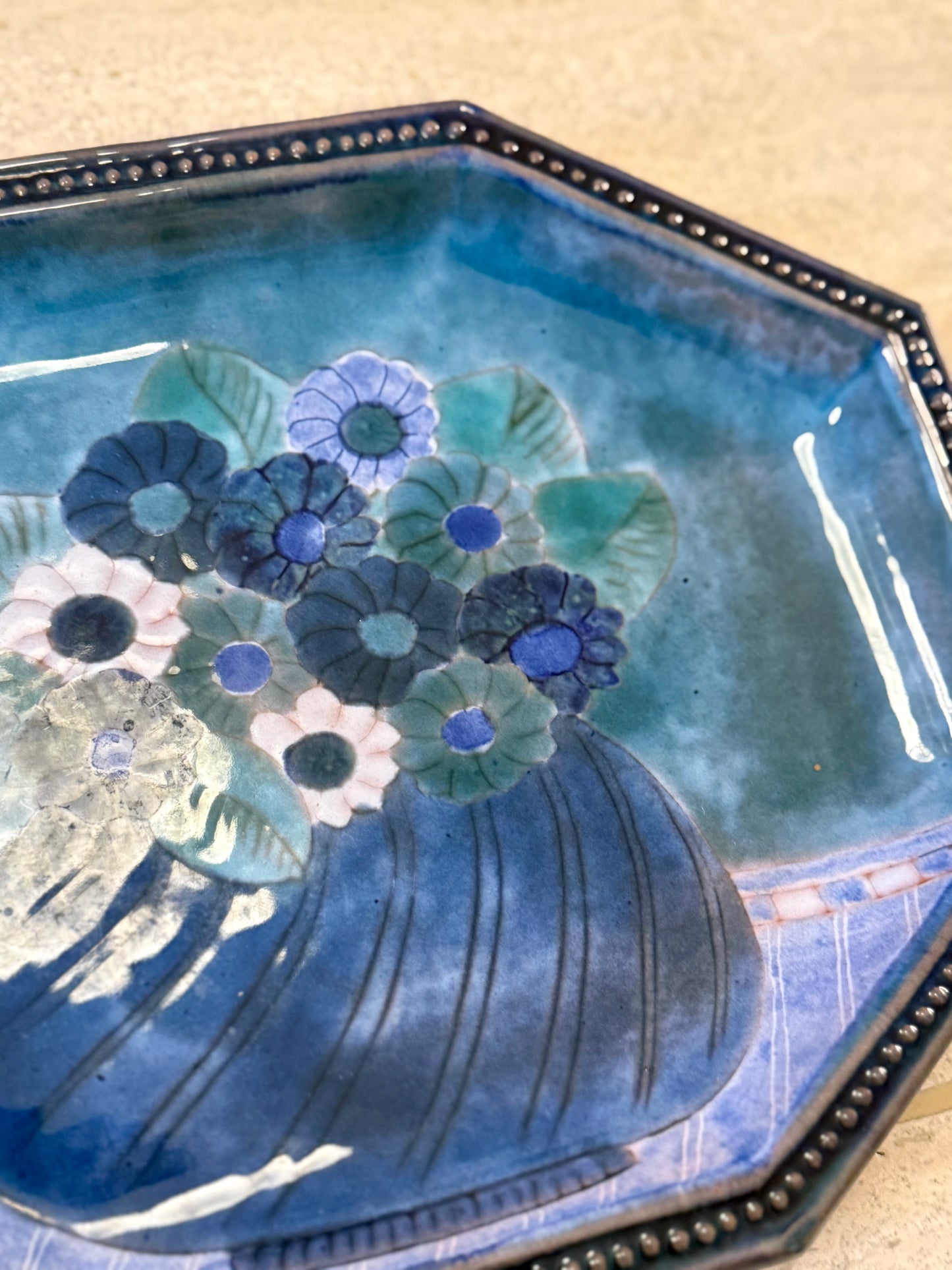 Octagonal Ceramic Dish by Cloutier, France, circa 1950