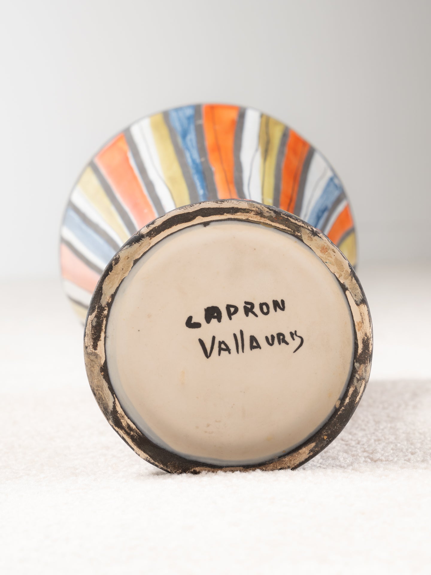 Roger Capron, Striped Ceramic Vase, Vallauris, circa 1960s