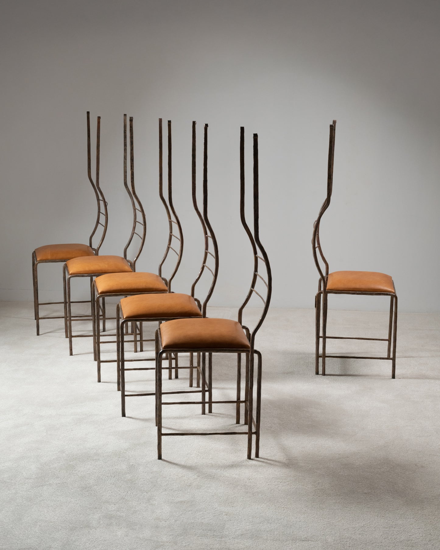 Salvino Marsura, Six Hand-Forged Iron Chairs, circa 1970s
