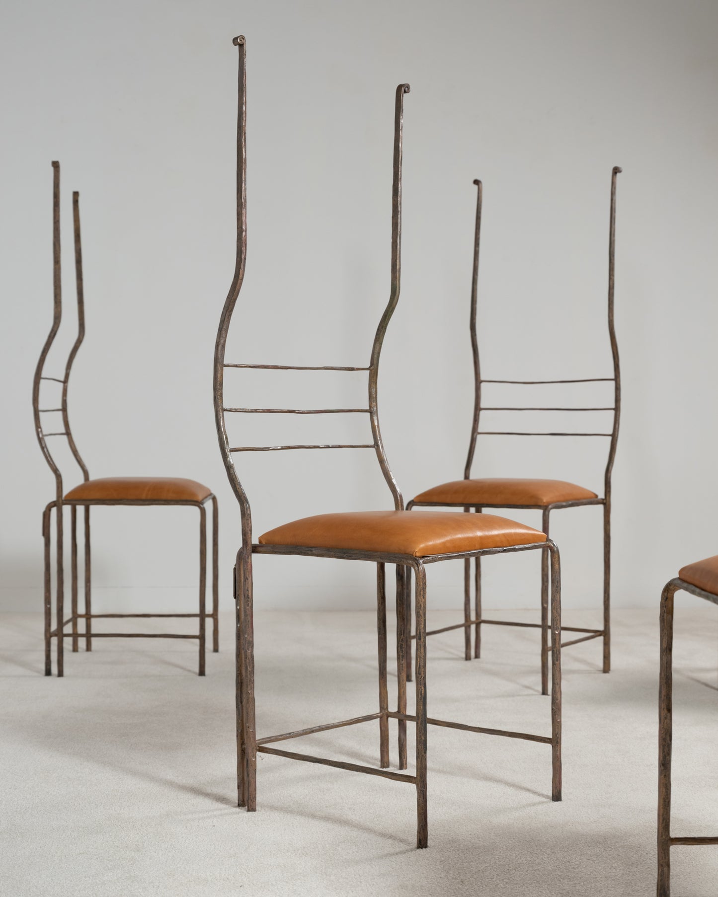 Salvino Marsura, Six Hand-Forged Iron Chairs, circa 1970s