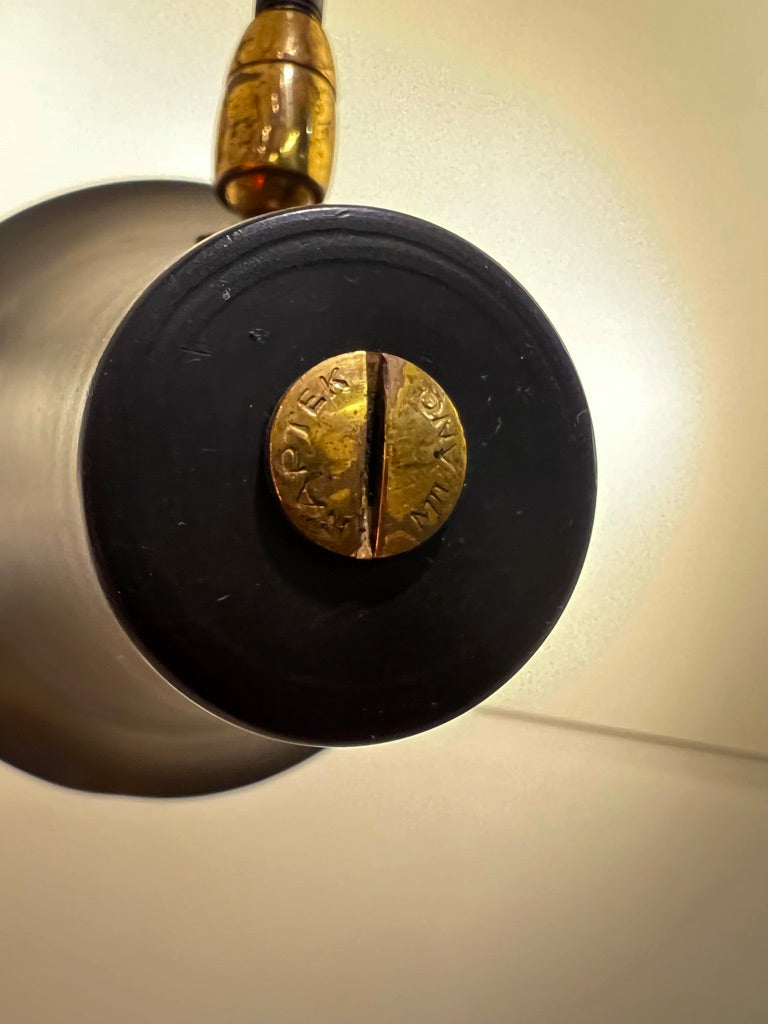 Pair of Wall Lights in Black and White Lacquered Metal and Brass, circa 1950