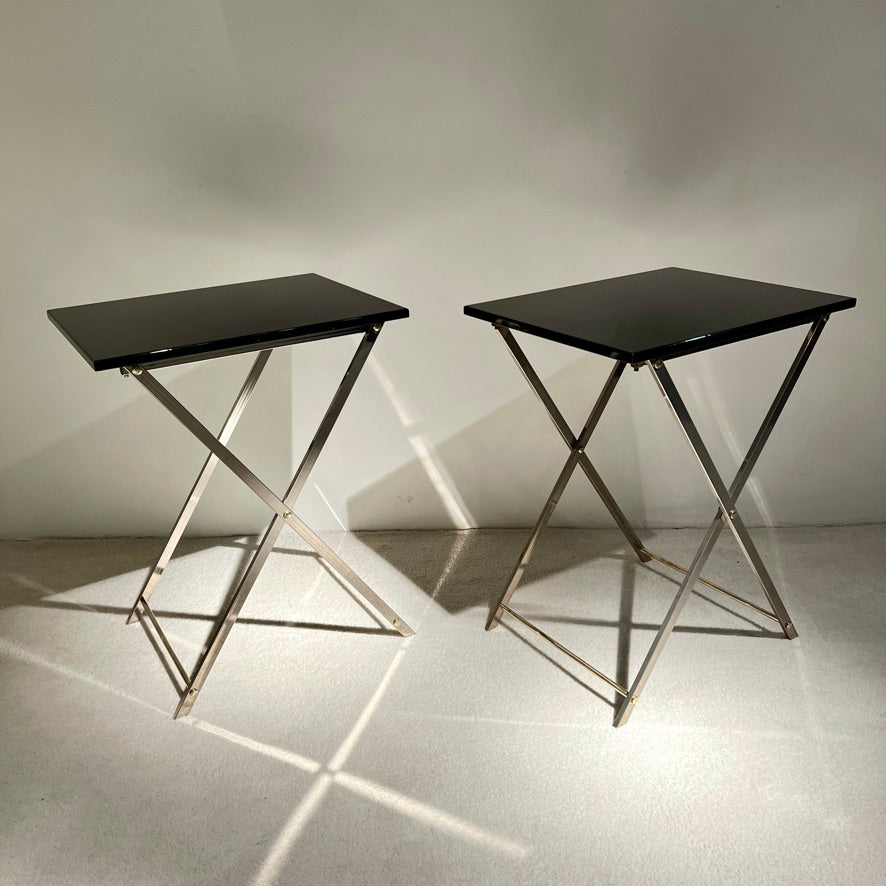 Pair of Folding Side Tables, Maison Jansen, circa 1970s