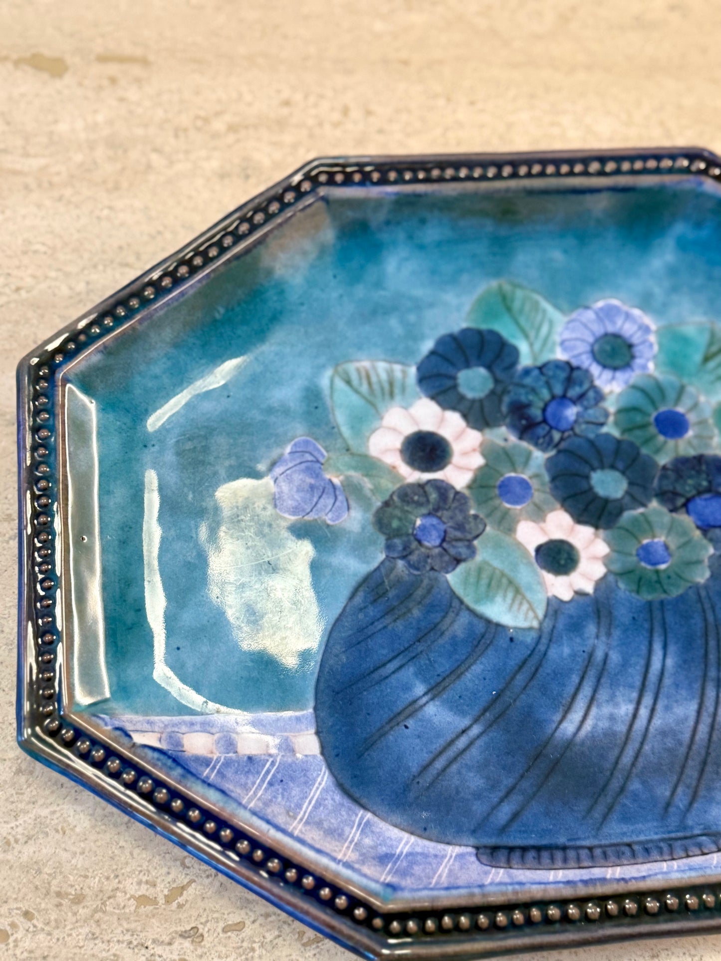 Octagonal Ceramic Dish by Cloutier, France, circa 1950