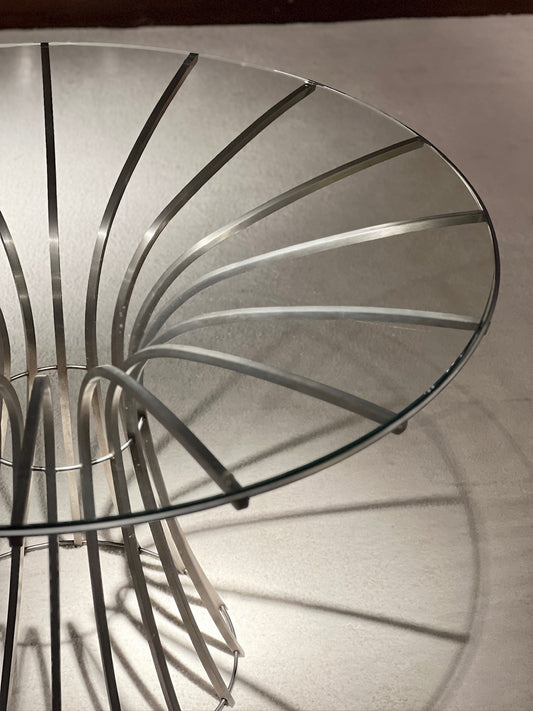 Stainless Steel and Glass Dining Table, Xavier Feal, circa 1970s