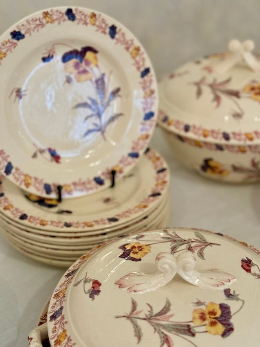 Dinnerware Set With Floral Decor, Luneville