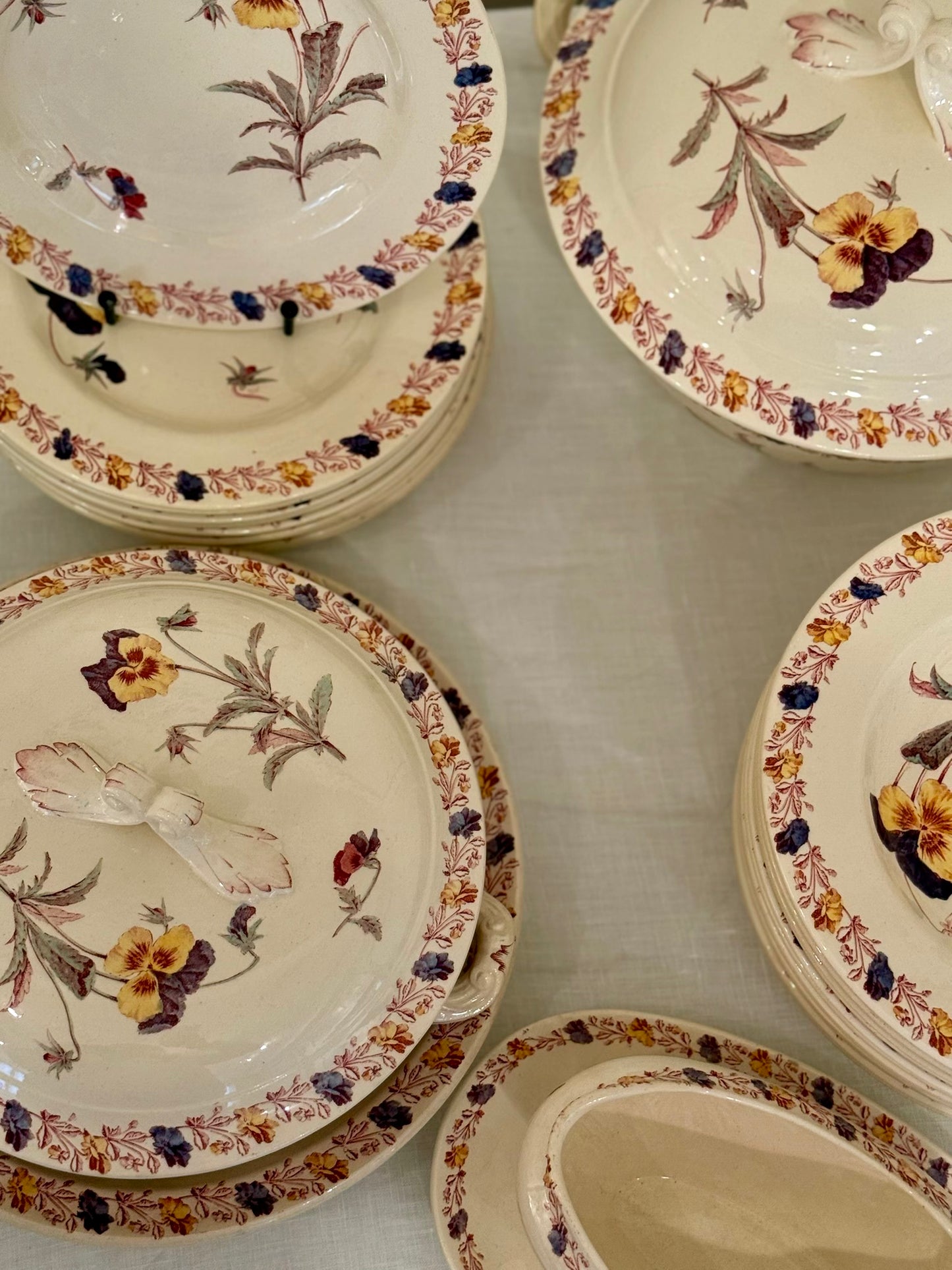 Dinnerware Set With Floral Decor, Luneville