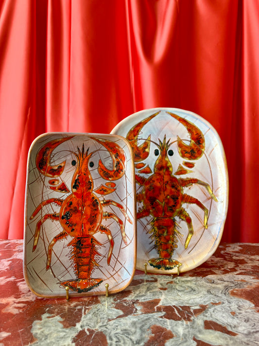 Set of Two Hand-Painted Ceramic Serving Dishes by Monique Brunner, circa 1950s
