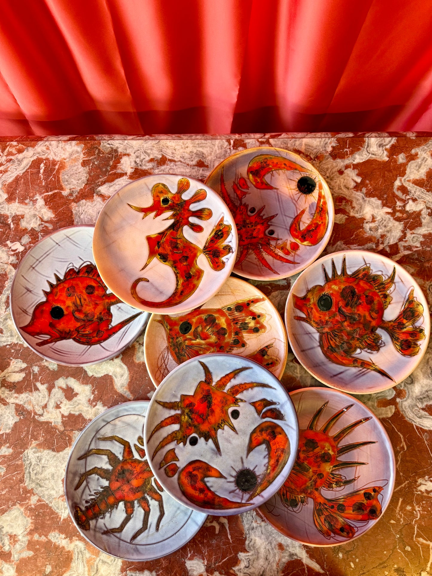 Ceramic Fish Set by Monique Brunner, circa 1950
