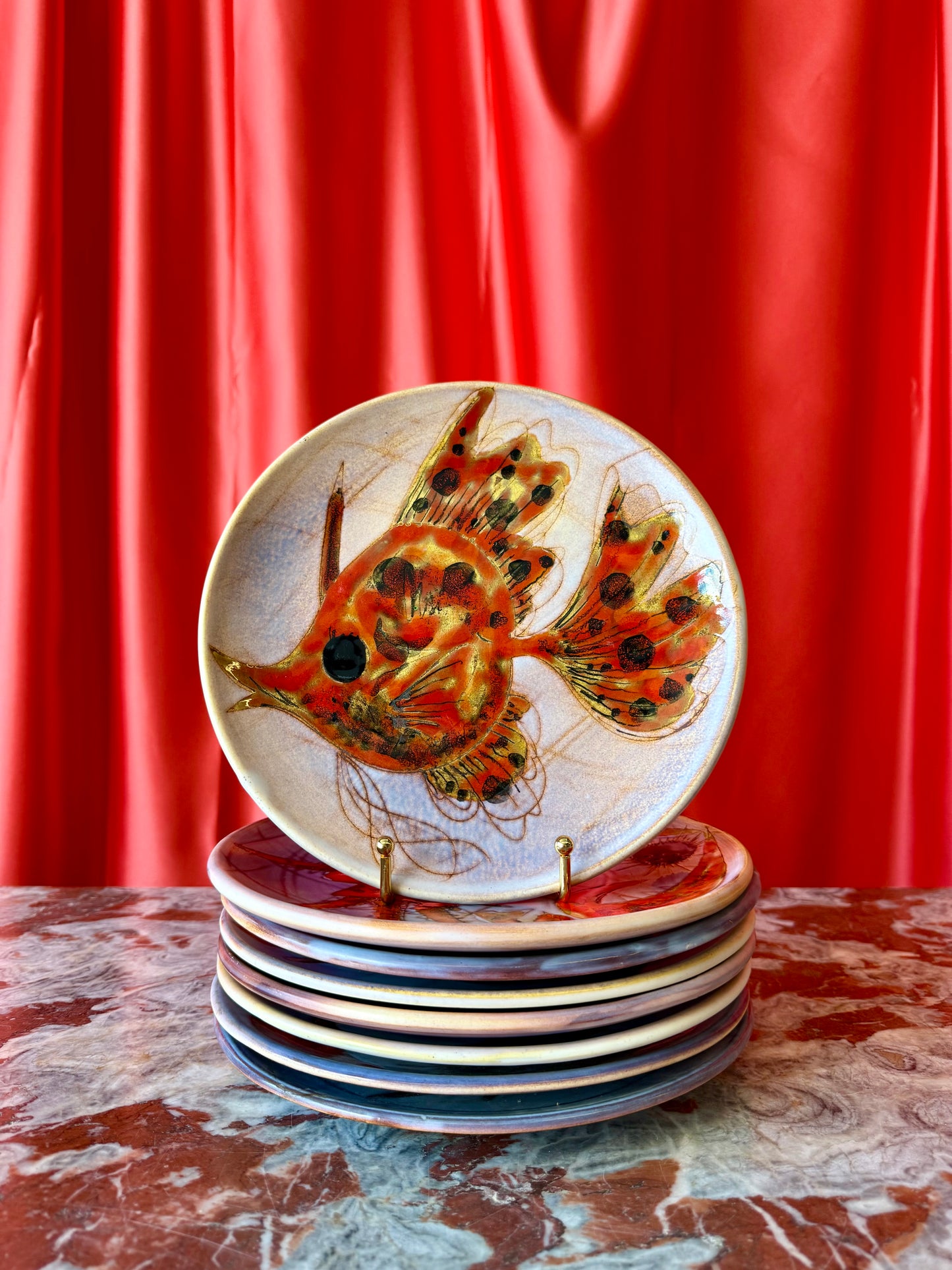 Ceramic Fish Set by Monique Brunner, circa 1950