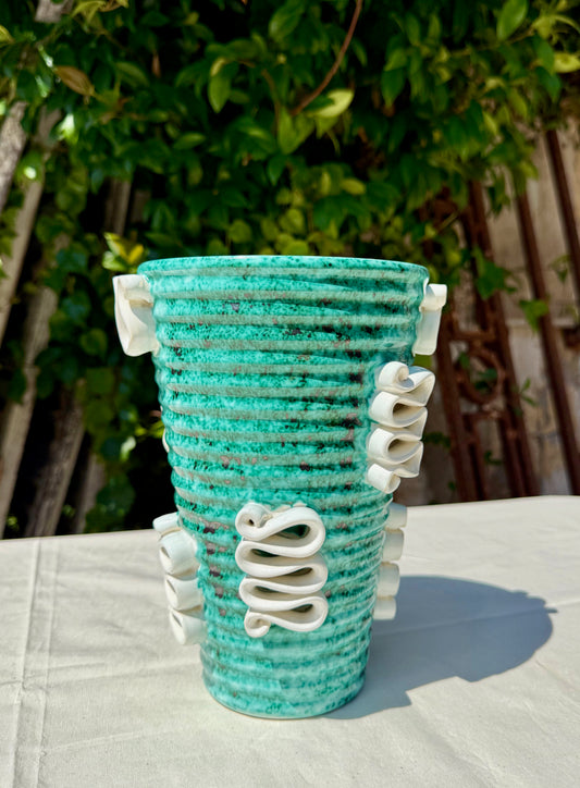 Mid-Century Sainte Radegonde Vase with Ribbon Detailing, France, 1950s
