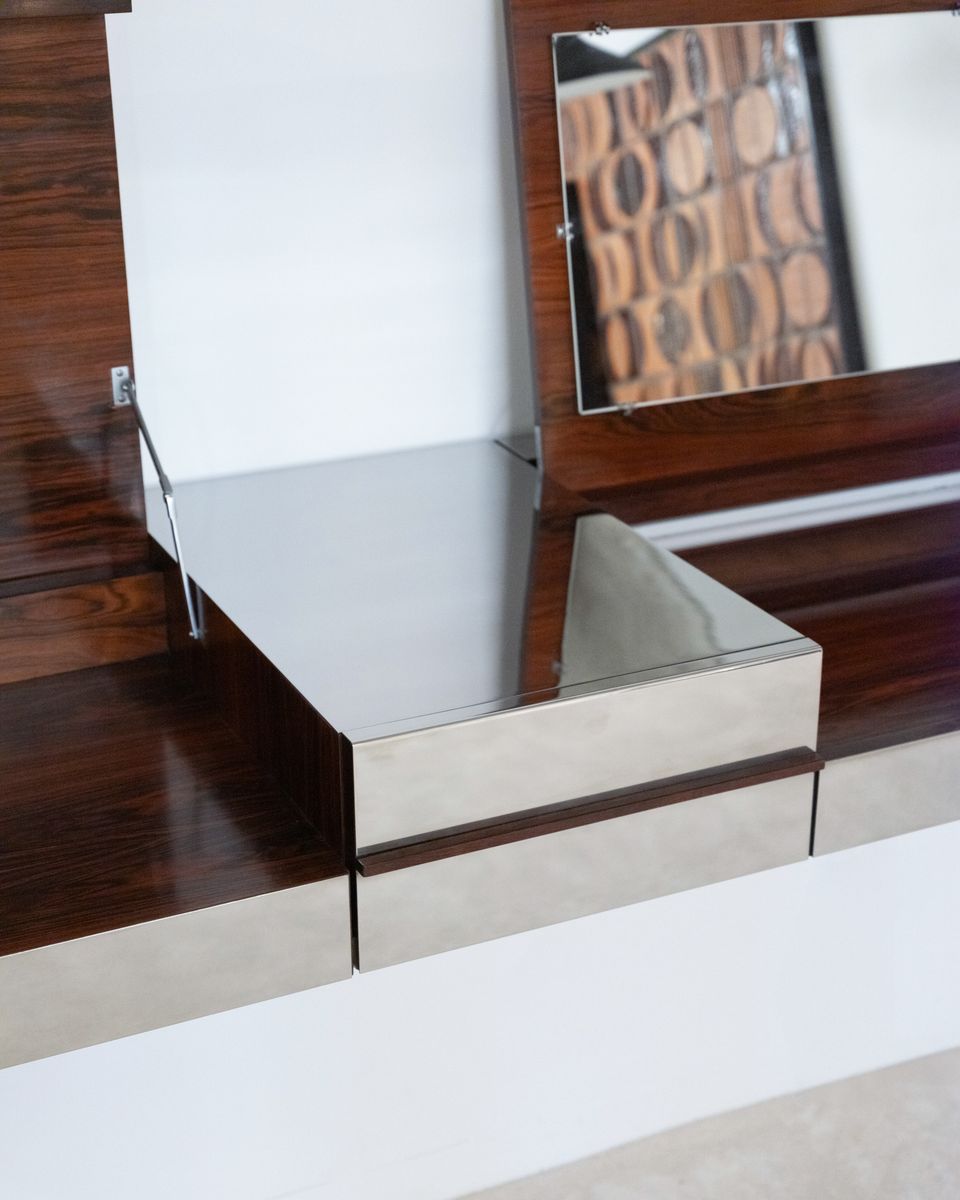 Wall-Mounted Mirror Console, circa 1970s