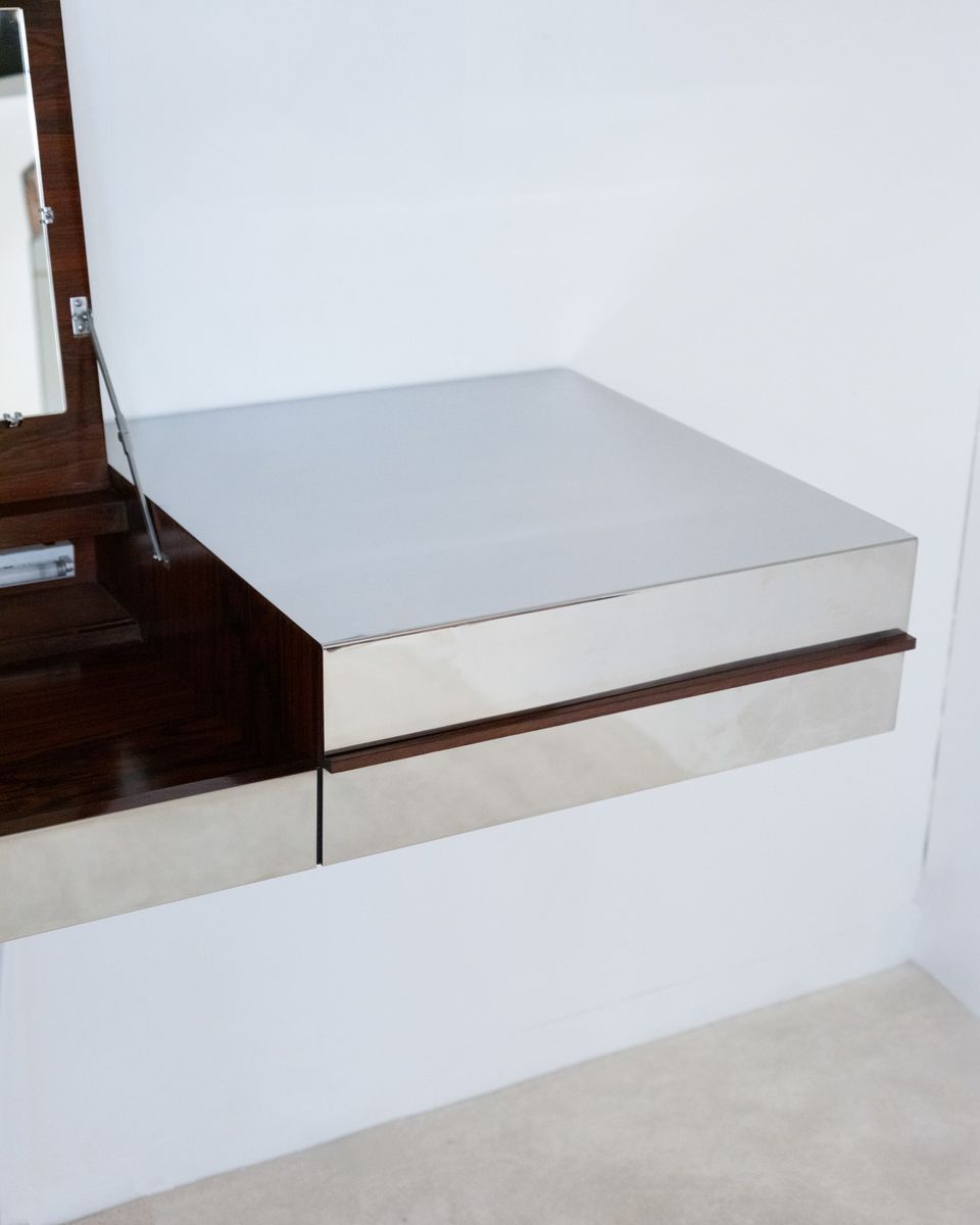 Wall-Mounted Mirror Console, circa 1970s